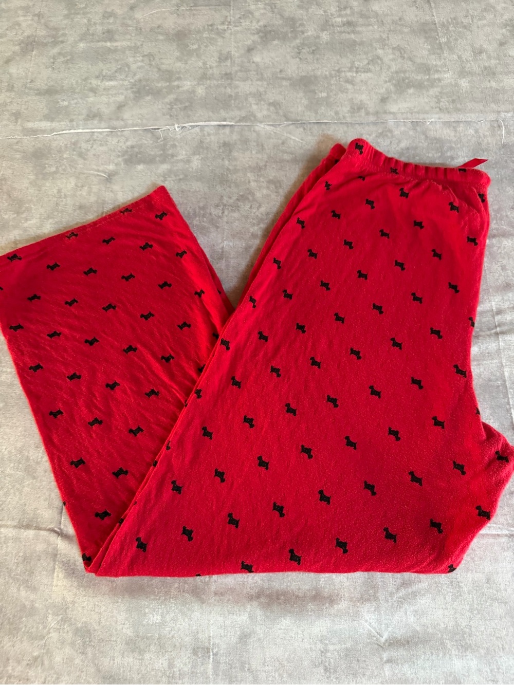 croft & barrow Red Fleece Jogger Pants with Black Dog Print
